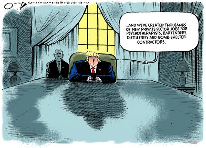 Political cartoon U.S. Donald Trump job creation