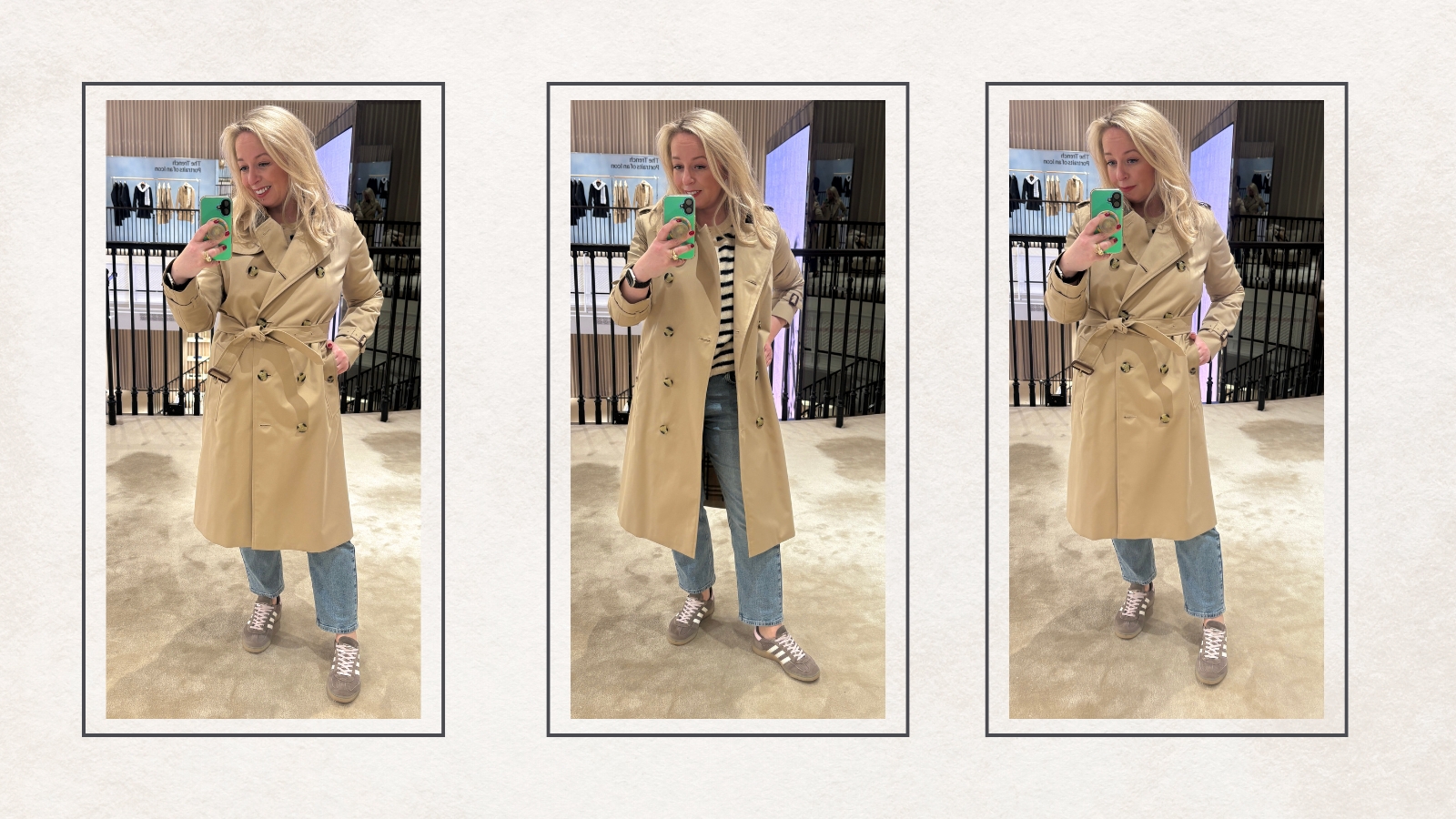 Antonia Kraskowski wearing a trench coat