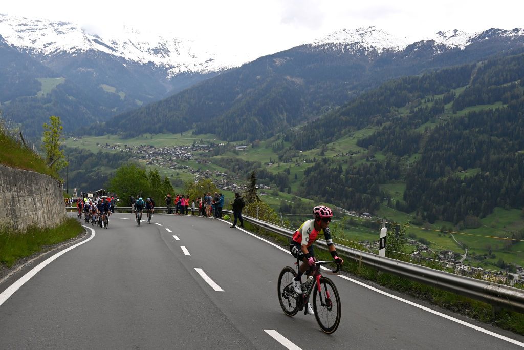 CRANSMONTANA SWITZERLAND MAY 19 Jefferson Alexander Cepeda of Ecuador and Team EF EducationEasyPost attacks during the 106th Giro dItalia 2023 Stage 13 a 75km stage from Le Chable to CransMontana Valais 1456m Stage shortened due to the adverse weather conditions UCIWT on May 19 2023 in CransMontana Switzerland Photo by Tim de WaeleGetty Images