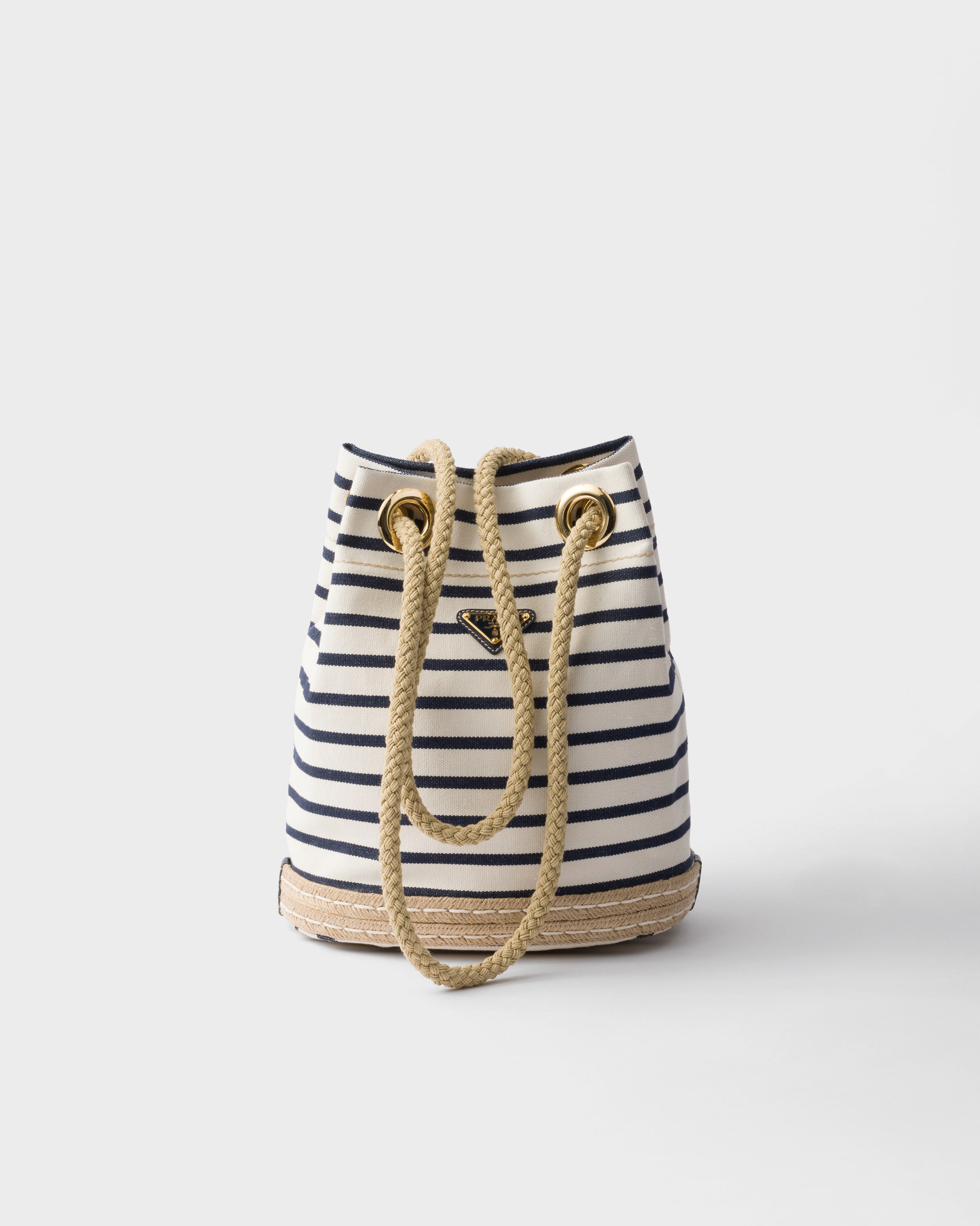 Prada Mariner Small Striped Fabric Bucket Bag