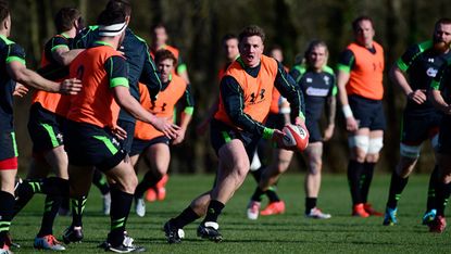 Wales rugby team at a training session