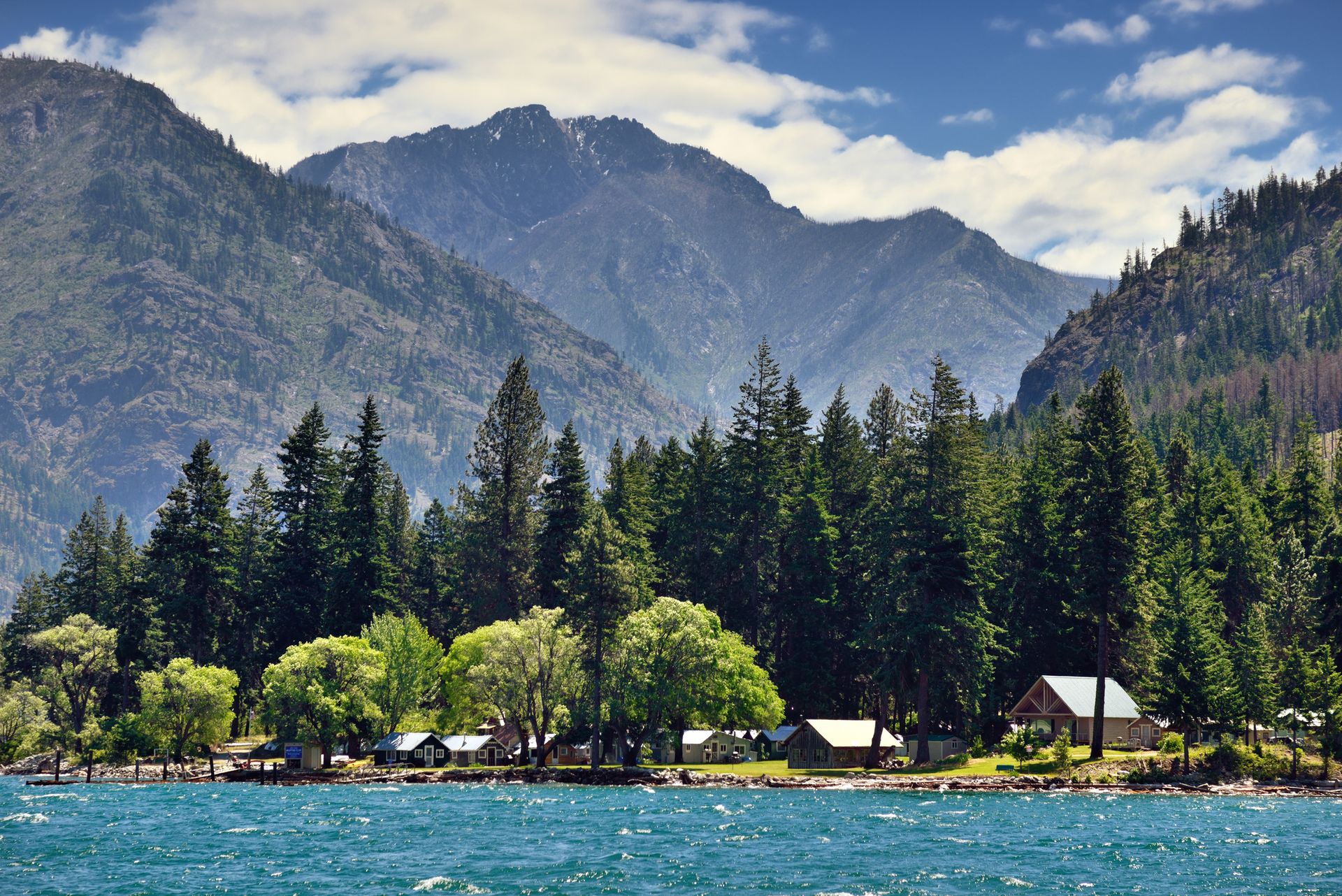 buildings nestled in the mountains of the Okanogan-Wenatchee National Forest