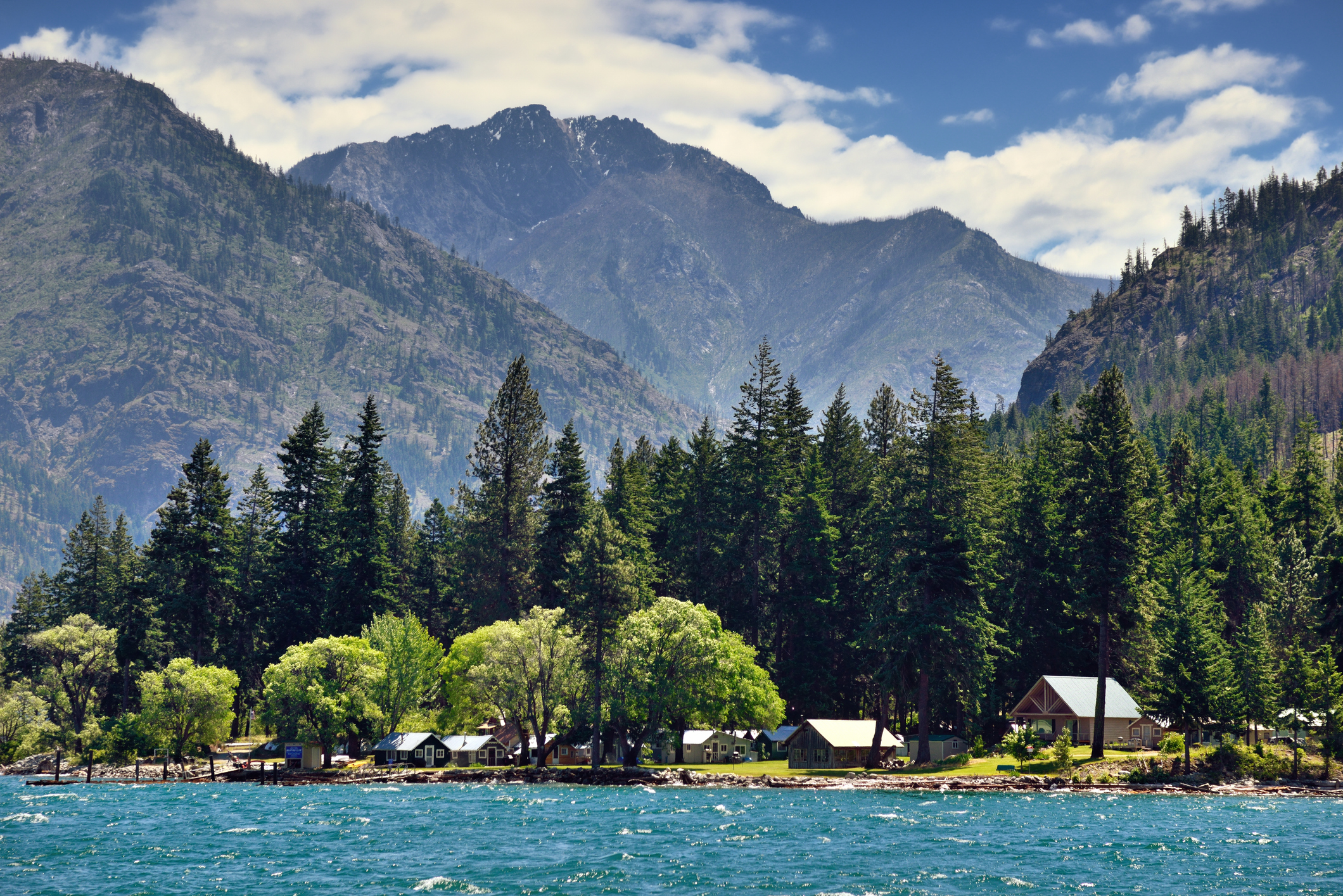 buildings nestled in the mountains of the Okanogan-Wenatchee National Forest