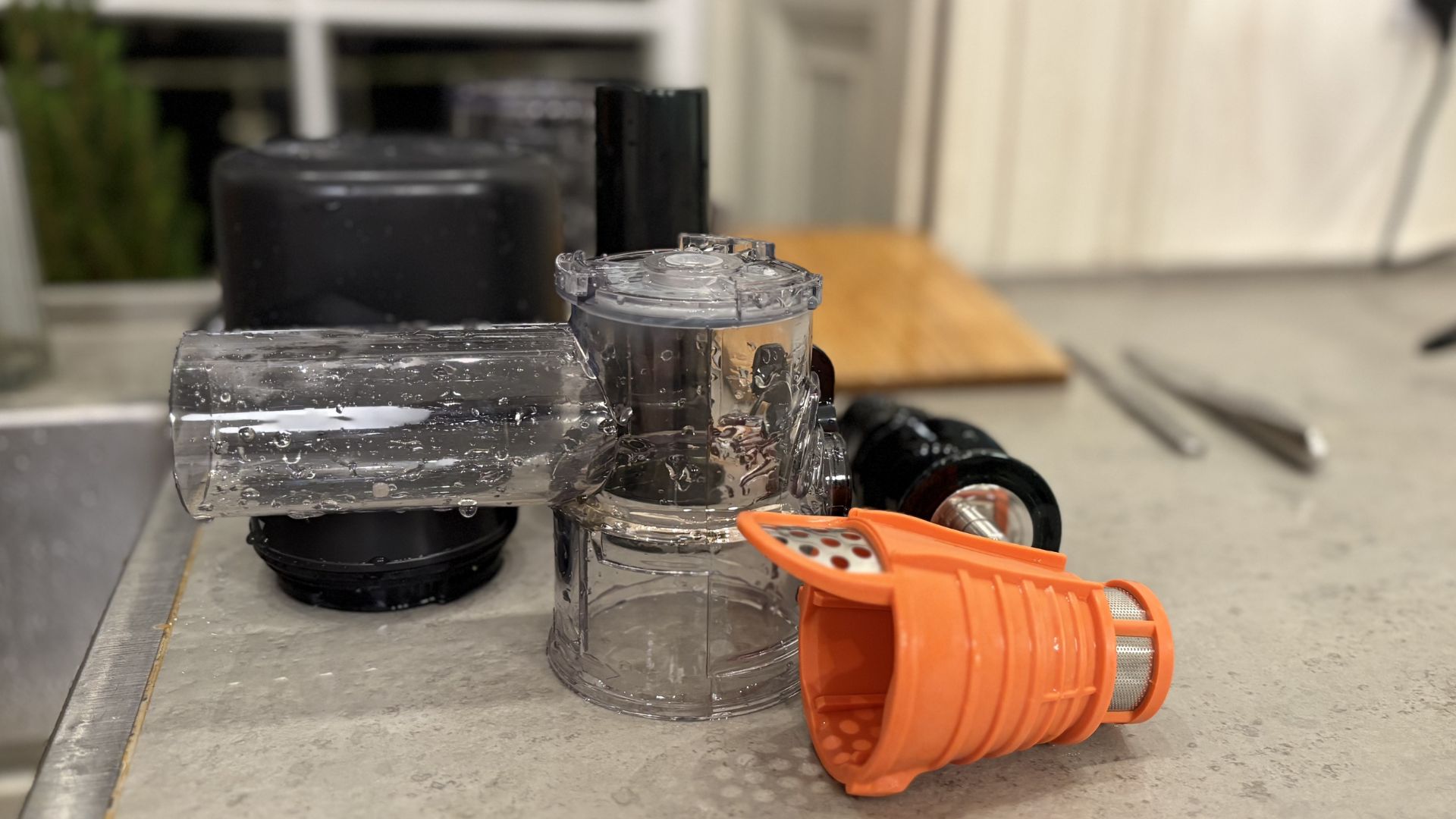 Testing the Ninja Cold Press Juicer on the counter