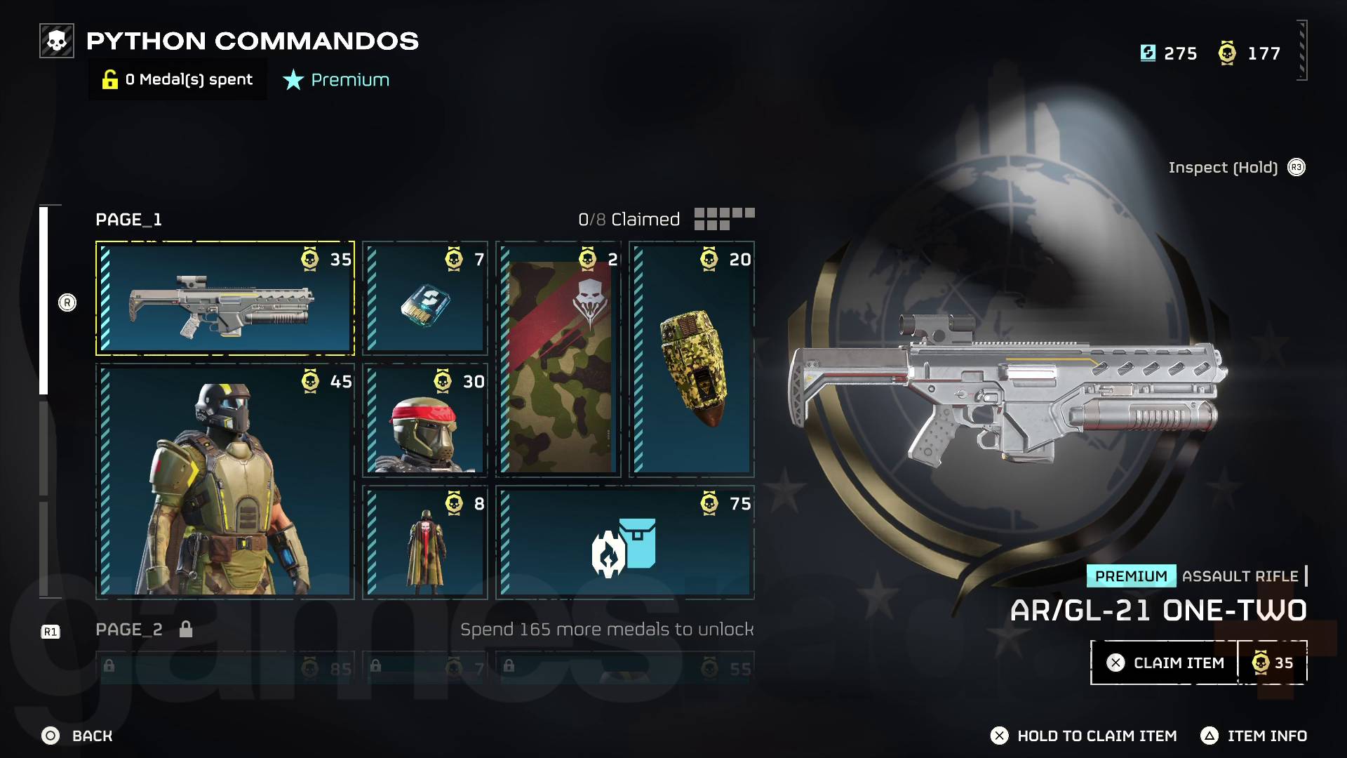 Helldivers 2 Python Commandos warbond AR/GL gun on page 1 of warbond