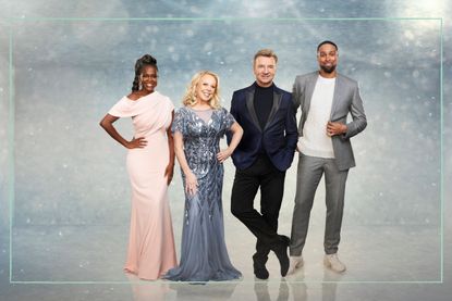 Oti Mabuse, Jayne Torvill, Christopher Dean and Ashley Banjo. judges of Dancing on Ice
