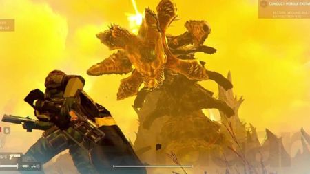 Helldivers 2 player confronts a Hive Lord
