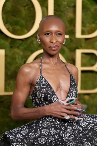 Cynthia Erivo attending the Golden Globes 2025.