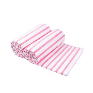 Two pink striped towels rolled up