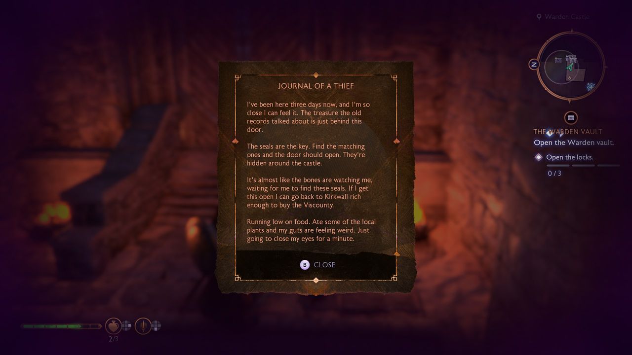 Dragon Age: The Veilguard Warden Vault - Thief's note