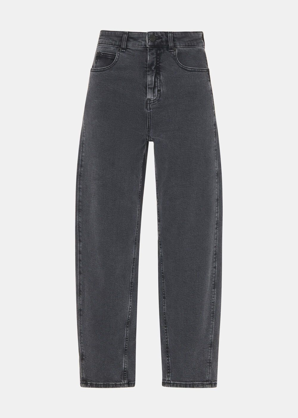Grey Stretch Barrel Leg Jean