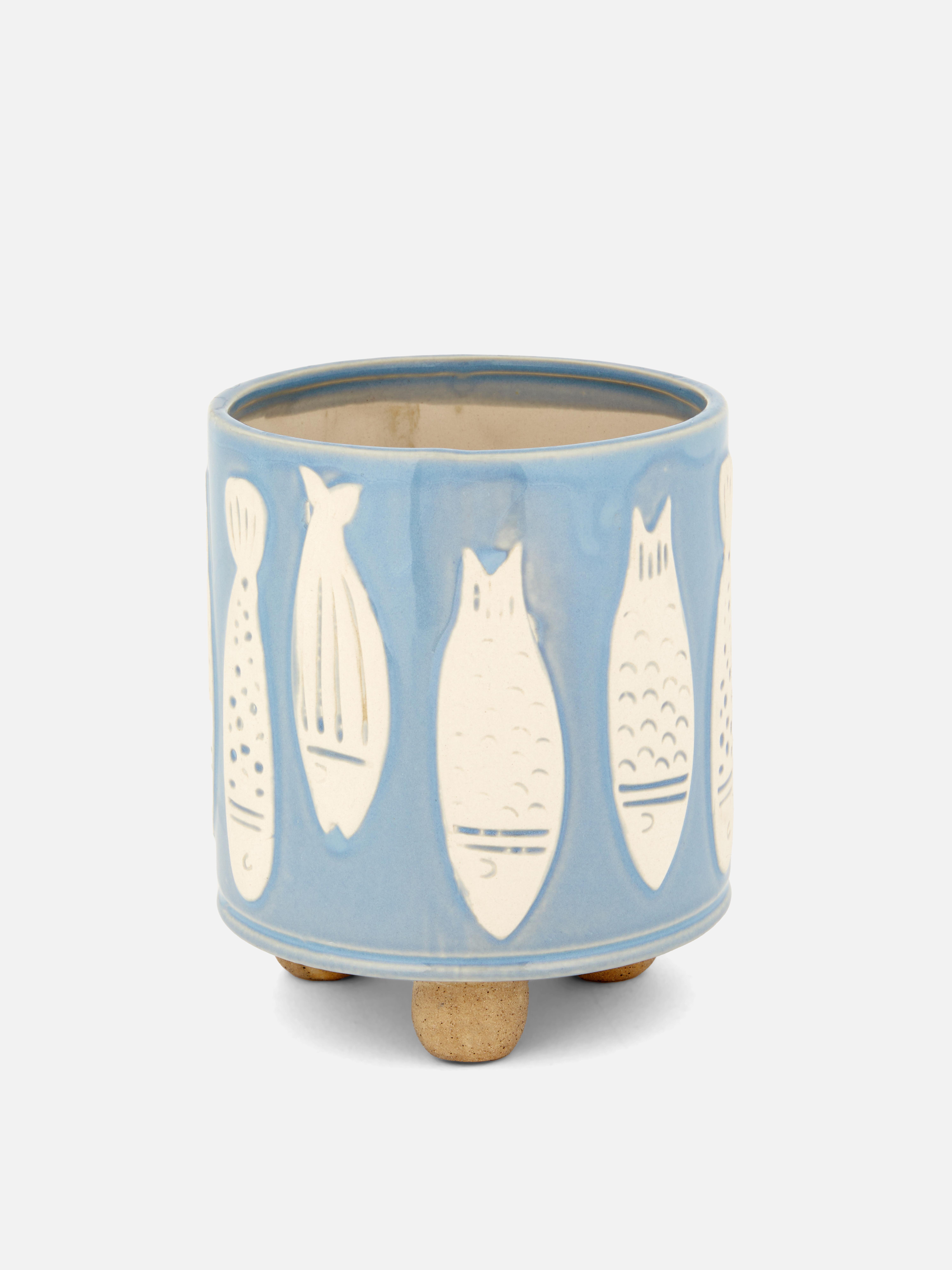 Small Plant Pot With Fish Design