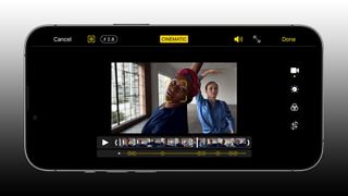 Screenshot of the iPhone 13 Pro camera in Cinematic mode