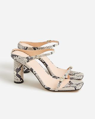 Pre-Order Rounded-Heel Sandals in Snake-Embossed Leather