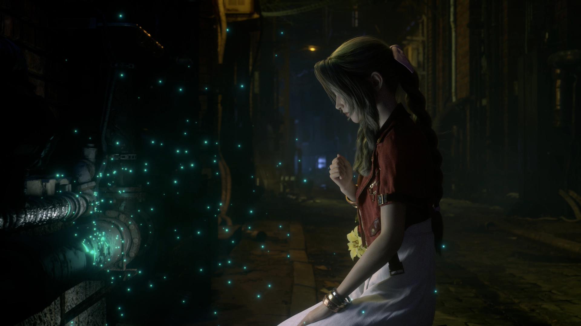 Final Fantasy VII Remake Switch 2 screenshot showing Aerith praying