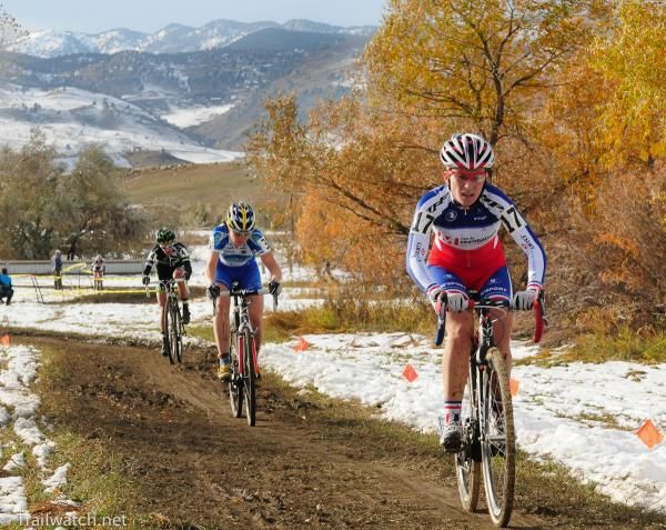 Caroline Mani (SRAM) riding in second position on the first lap