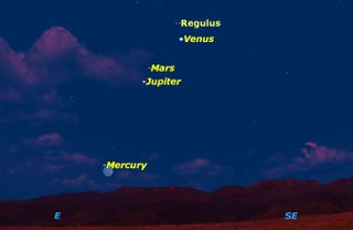 On Sunday, Oct. 11, Mercury will shine near the moon making it easy to spot in the early-morning sky. Set your alarms, though. You'll have to get up before dawn to see Mercury.