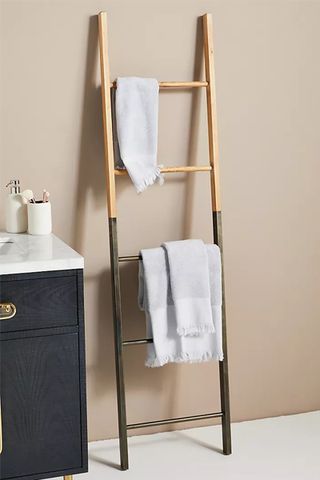 Image of ladder for storing towels in bathroom 