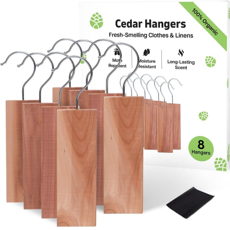 cedar wood hangers for protecting clothes from moths
