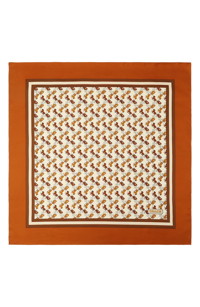 Horse &amp;amp; Carriage Print Silk Square Scarf