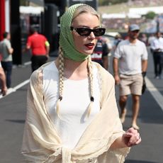 Anya Taylor-Joy wears a headscarf