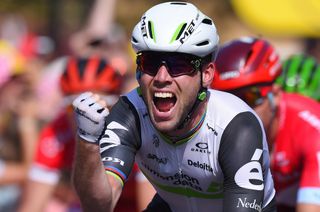Yes! Mark Cavendish celebrating yet another stage win. This time in Montauban