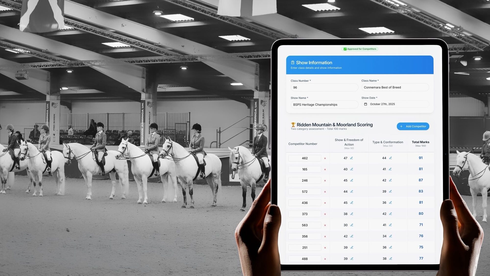 How the new digital marking system will look in real time as trialled at the BSPS Heritage championships