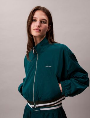 Woven Cropped Relaxed Track Jacket