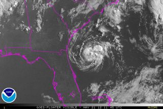 A NOAA satellite caught this image of Tropical Storm Alberto on May 21.