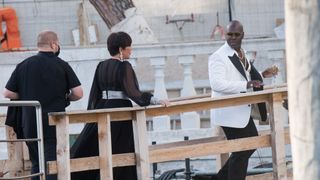 venice, italy august 29 kris jenner and corey gamble are seen during the dolcegabbana alta moda show on august 29, 2021 in venice, italy photo by jacopo raulegetty images