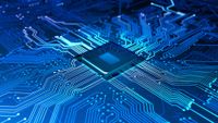 A futuristic image of a computer chip