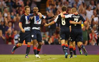 The Team GB men's side celebrate at the 2012 Olympics