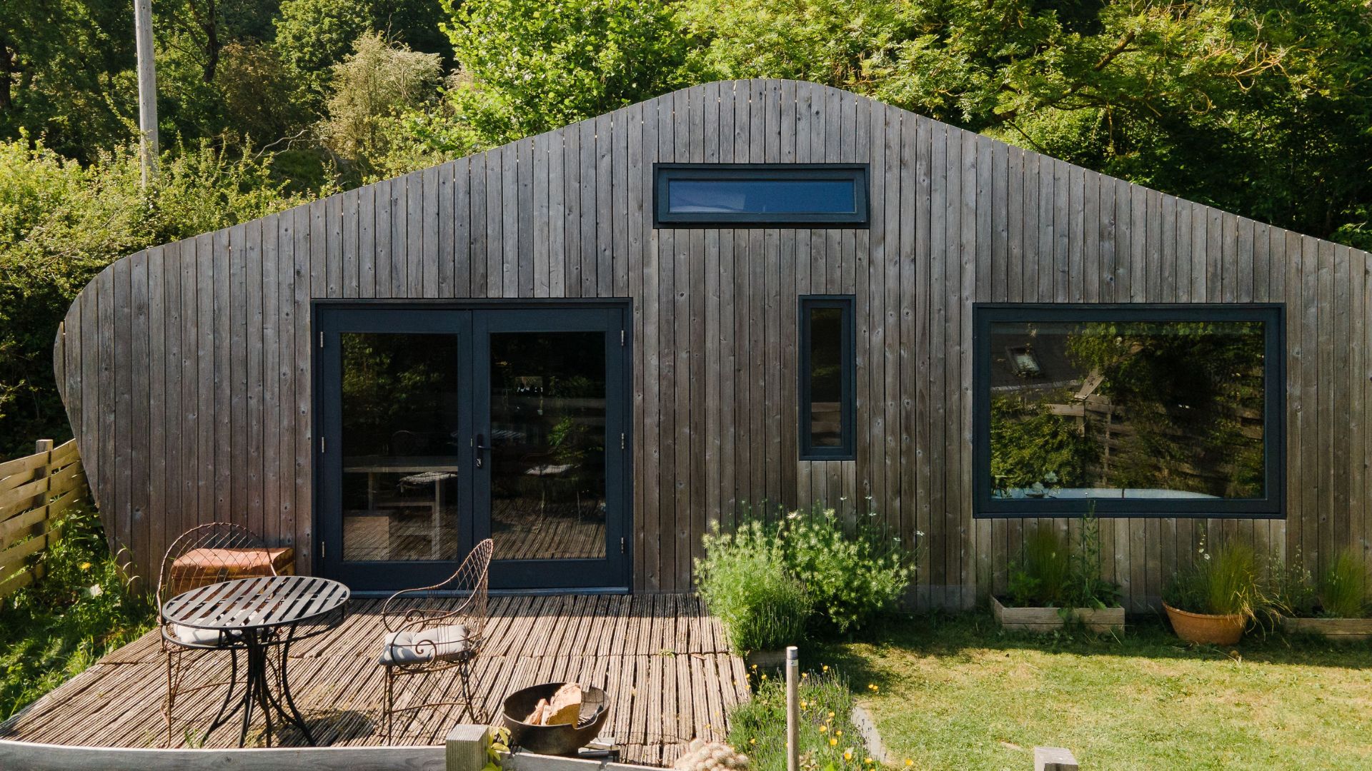 The Hergest Lee Cabin in the sun