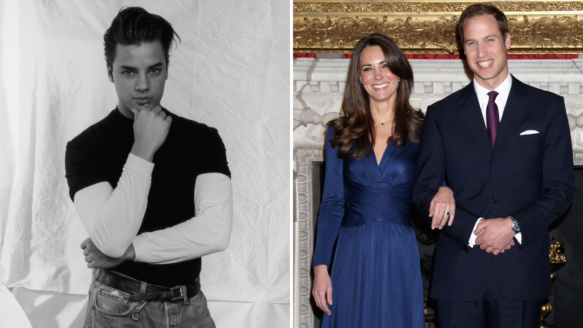 L-Actor and model Nick Kamen, R-Kate Middleton and Prince William during their 2010 engagement