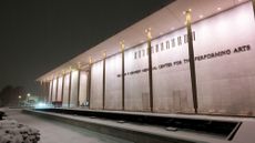 angled shot of the exterior of the Kennedy Center in Washington, D.C.