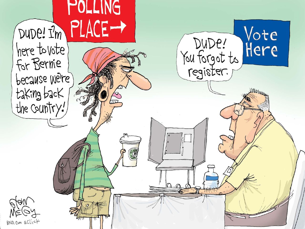 Political Cartoon U.S. Bernie Voters 2016