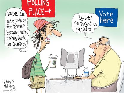 Political Cartoon U.S. Bernie Voters 2016