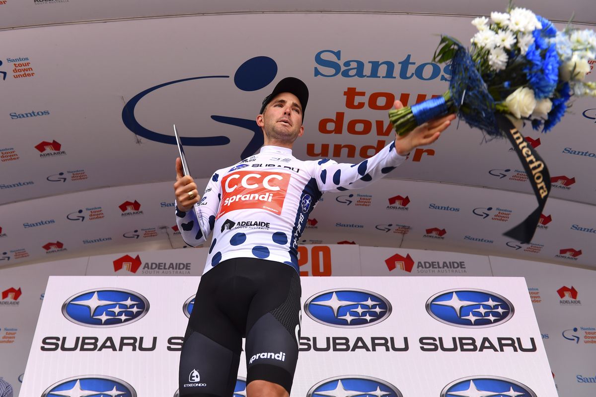 Joey Rosskopf in the Tour Down Under's mountains jersey