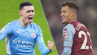 Phil Foden of Manchester City and Philippe Coutinho of Aston Villa could both feature in the Manchester City vs Aston Villa live stream