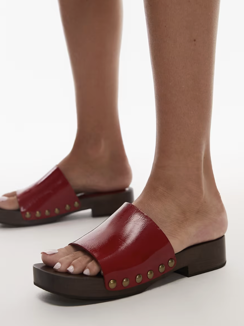 Topshop, Harley Leather Wooden Red Clogs (Were $119)