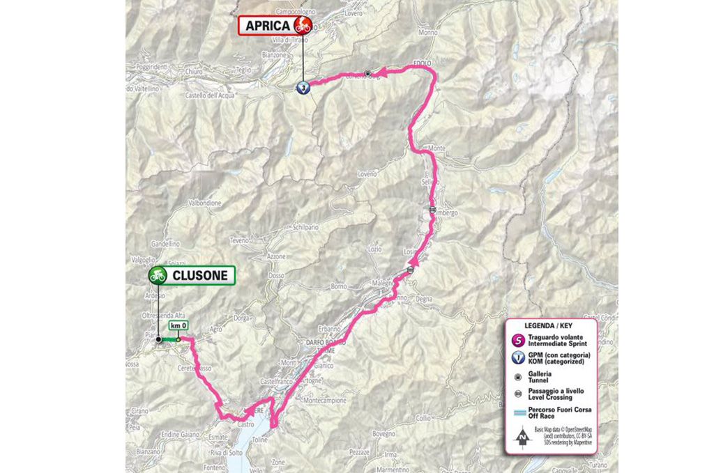 Stage 2 map for 2025 Giro d'Italia Women