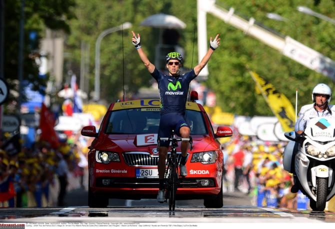Rui Costa celebrates winning stage 16