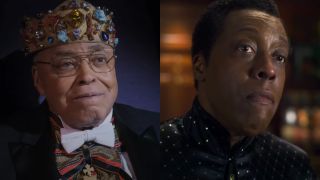 King Jaffe Joffer (James Earl Jones) enjoys his funeral, while Semmi (Arsenio Hall) has a conversation in Coming 2 America