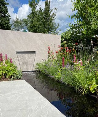 water feature in Bounce Back garden from Samuel Moore at Consilium Hortus