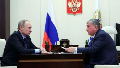 Russian President Vladimir Putin meets with Rosneft CEO Igor Sechin