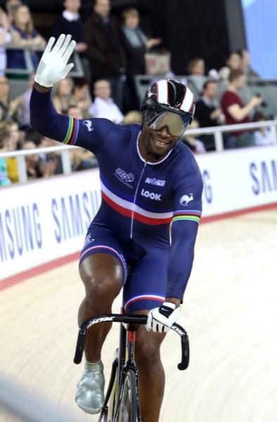 Gregory Bauge laps up the applause as the French go quickest