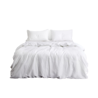 White flax linen bedding set