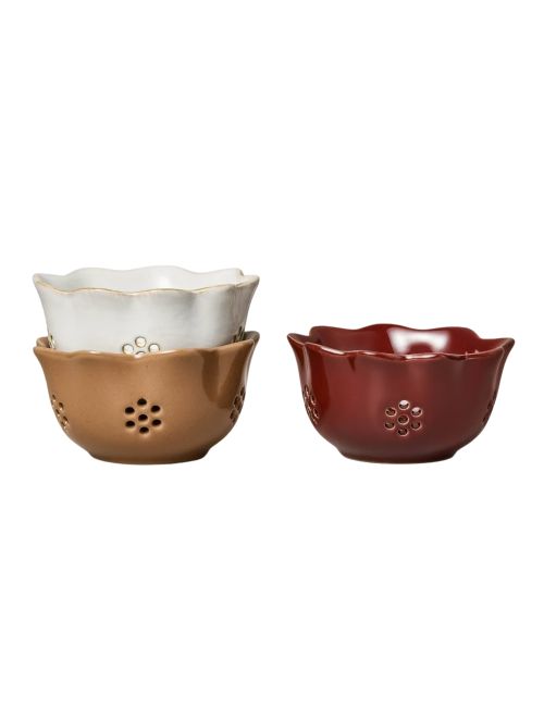Set of 3 Mini Berry Bowls Tan/Sour Cream/Burgundy - Hearth & Hand with Magnolia
