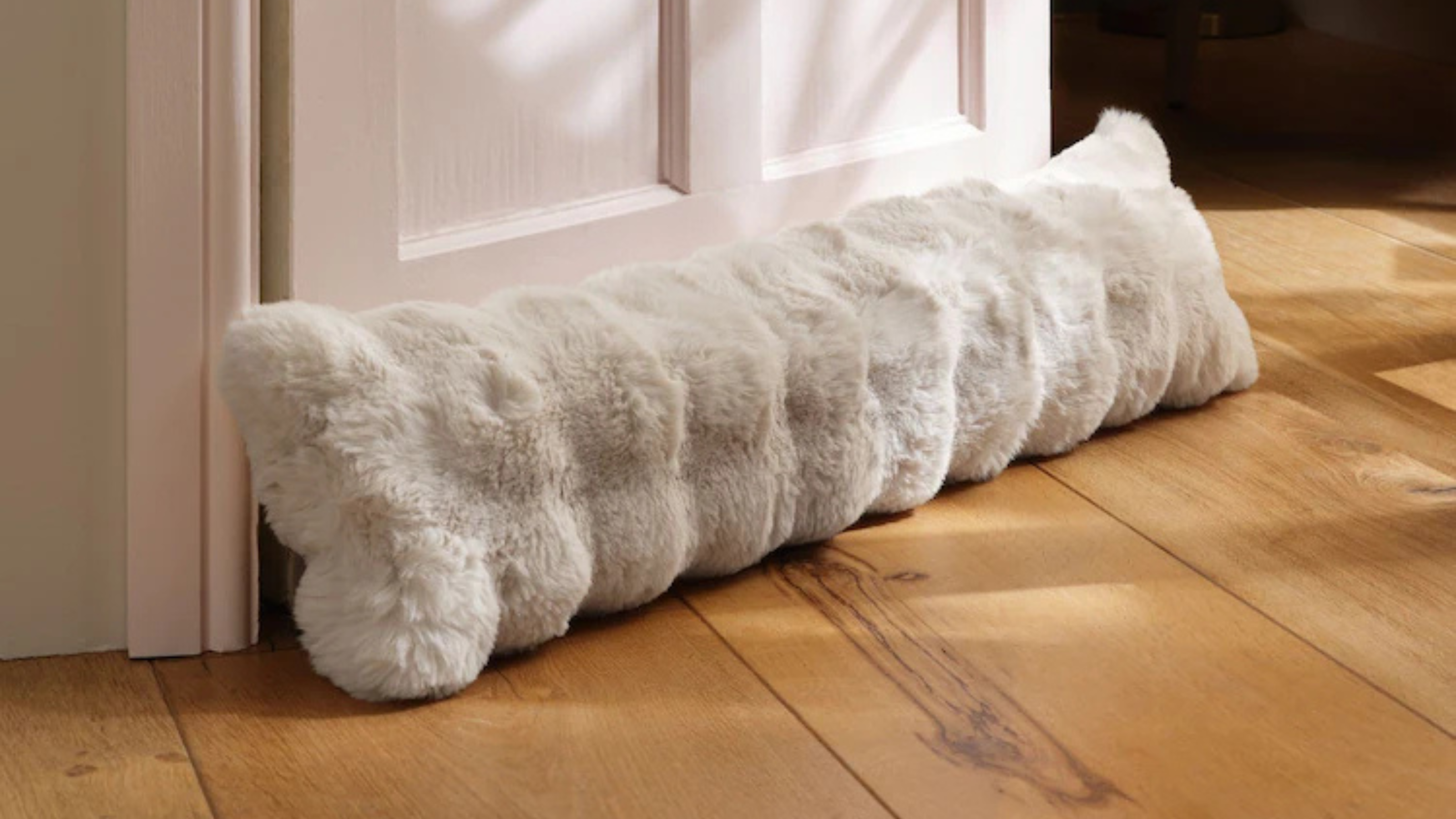 Oyster Aspen Faux Fur Draught Excluder Doorstop