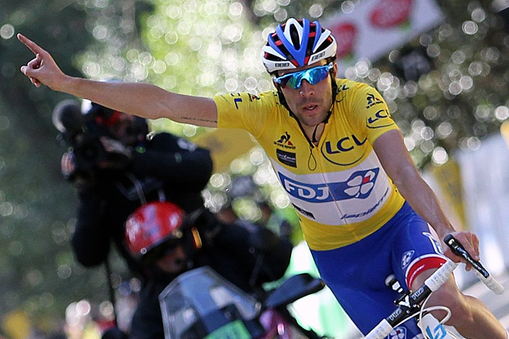 Thibaut Pinot (FDJ) celebrates his win in Criterium International
